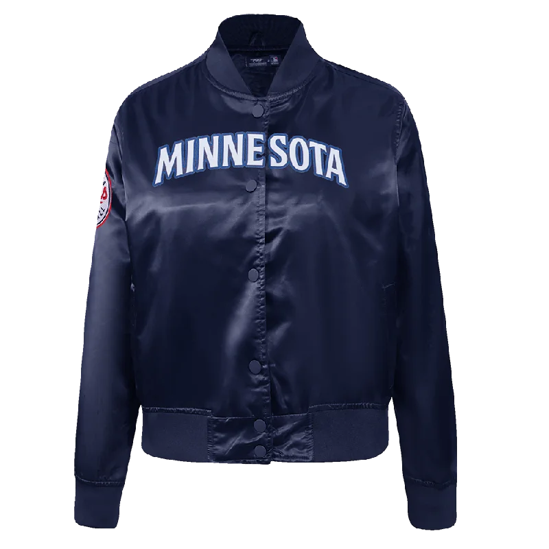 stylish blazer coatMLB MINNESOTA TWINS CLASSIC WOMEN'S SATIN JACKET (MIDNIGHT NAVY)