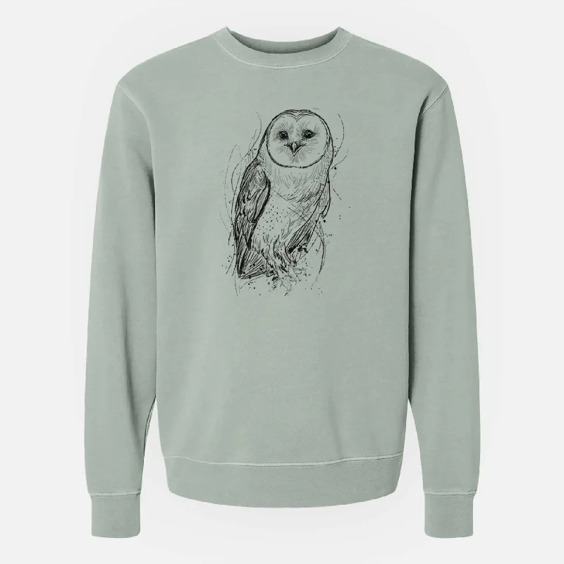 modern sports hoodieBarn Owl - Tyto alba - Unisex Pigment Dyed Crew Sweatshirt