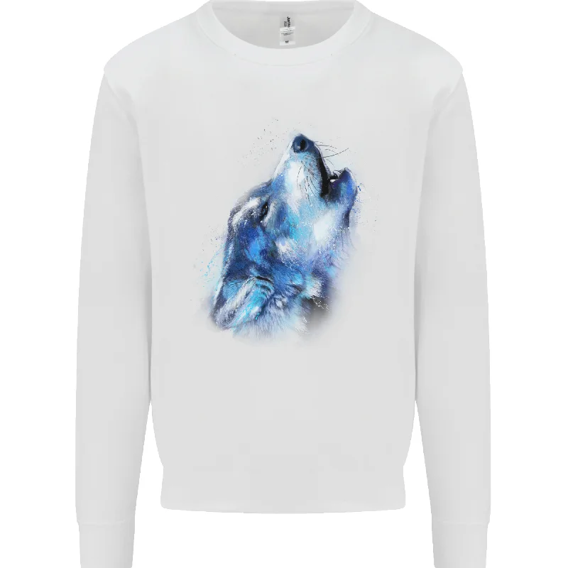 loose fit sports sweatshirtA Watercolour Wolf Mens Sweatshirt Jumper