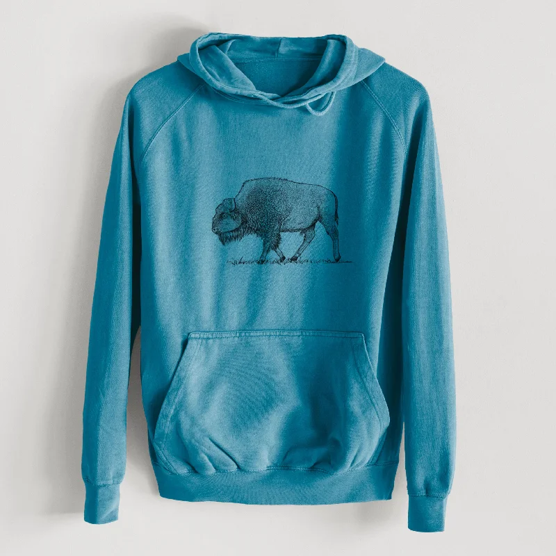 streetwear gym sweatshirtAmerican Bison / Buffalo - Bison bison  - Mid-Weight Unisex Vintage 100% Cotton Hoodie