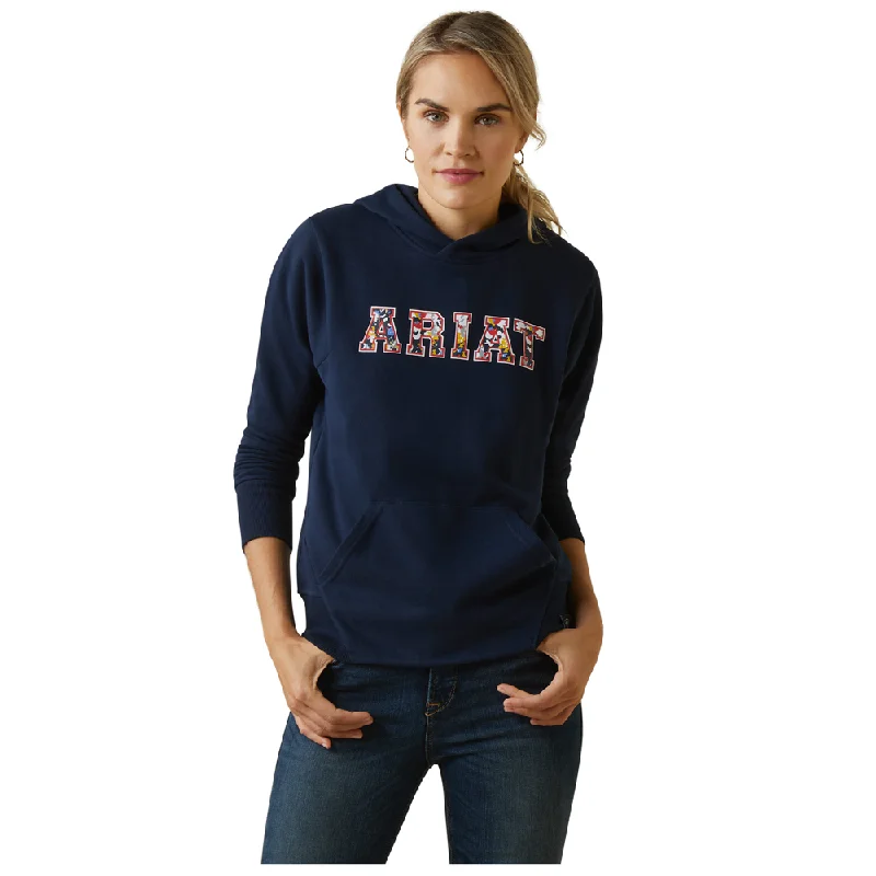 10043320 Ariat Women's 3D Logo Hoodie - Navy & Red