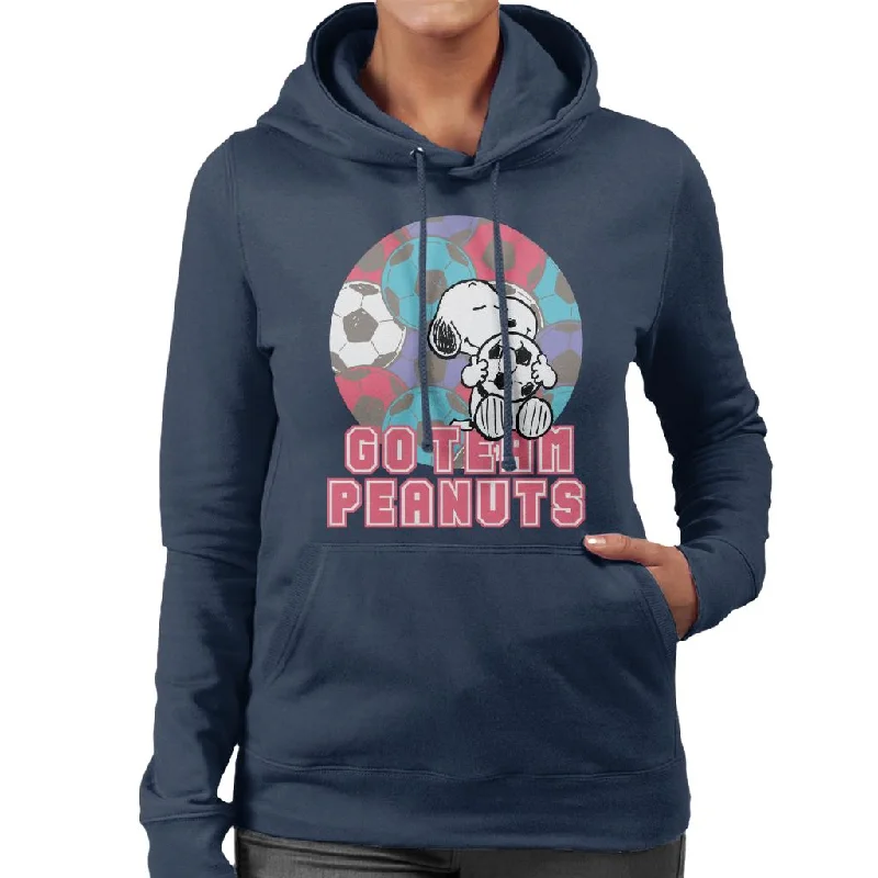 modern athletic hoodiePeanuts Football Snoopy Go Team Peanuts Women's Hooded Sweatshirt