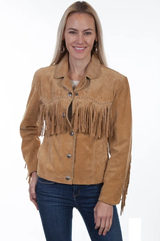 chic padded coatScully Womens Old Rust Suede Snap Fringe Jacket S