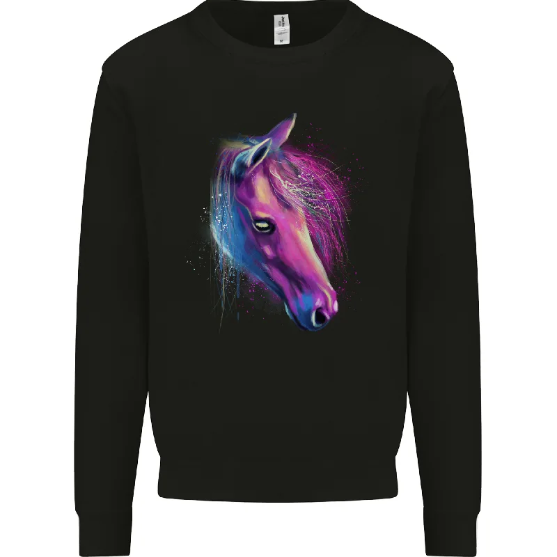 retro sports hoodieA Watercolour Horse Mens Sweatshirt Jumper