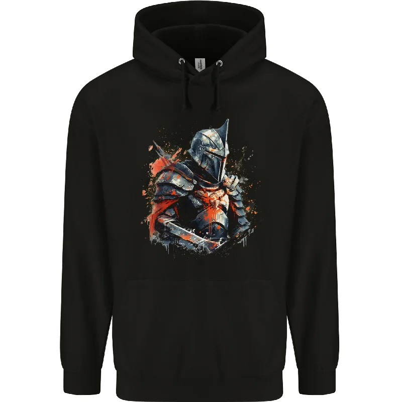 sporty hooded sweatshirtA Fantasy Medieval Knight in Armour Mens 80% Cotton Hoodie