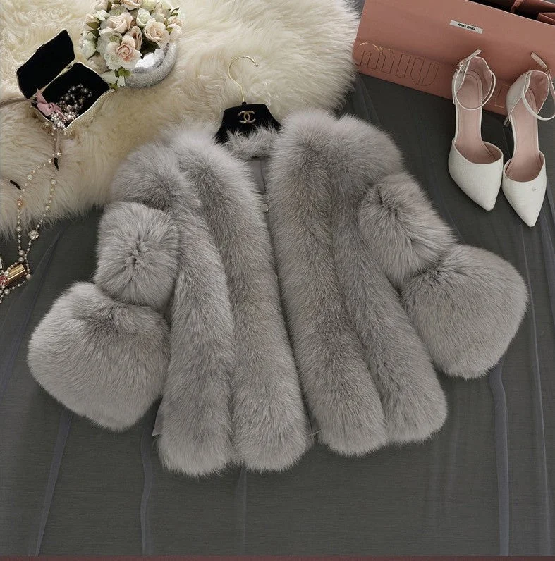 versatile coatClassy Short Stitching Artificial Faux Fur Coat