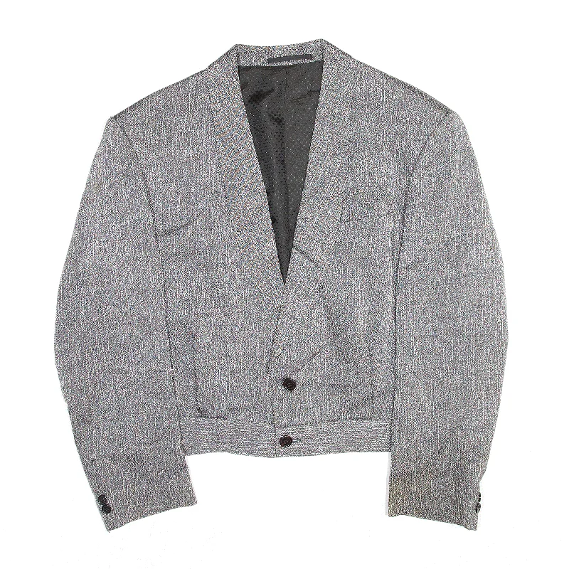 modern outerwearFROLICH MODE Swiss Tailoring Cropped Silver 90s Blazer Jacket Womens L