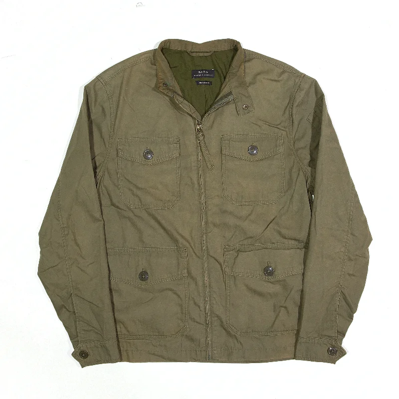 winter coatZARA Khaki Green Relaxed Military Jacket Womens S