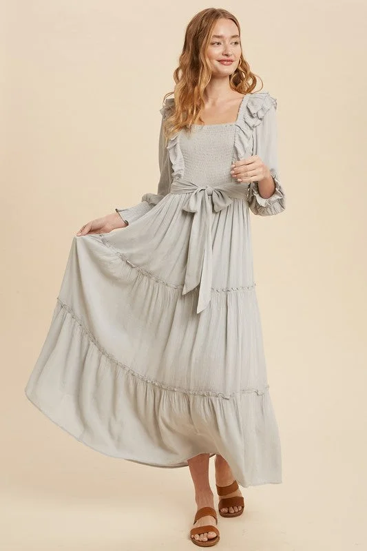 lace dressSavanah Ruffle Summer Dress in Stone