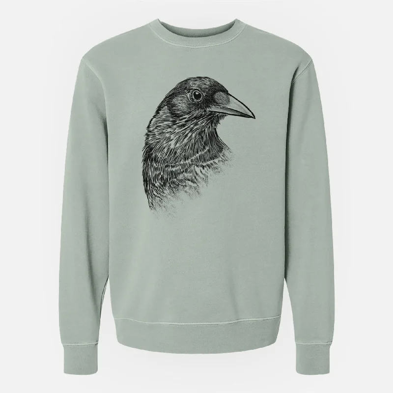 graphic gym sweatshirtAmerican Crow Bust - Corvus brachyrhynchos - Unisex Pigment Dyed Crew Sweatshirt