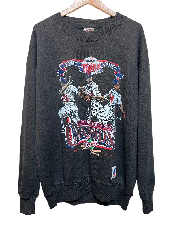 streetwear gym sweatshirtMinnesota Twins MLB Black Sweatshirt (Size L)