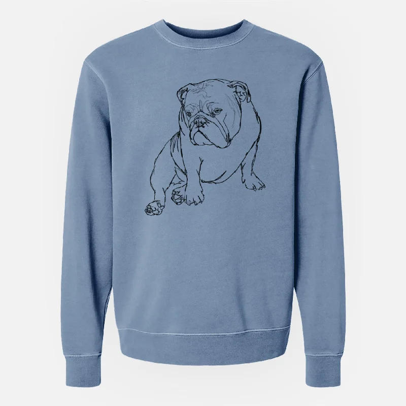 pullover workout hoodieDoodled Penny the English Bulldog - Unisex Pigment Dyed Crew Sweatshirt