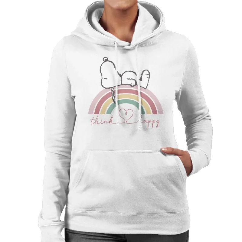 sports hoodiePeanuts Snoopy Rainbow Think Happy Women's Hooded Sweatshirt