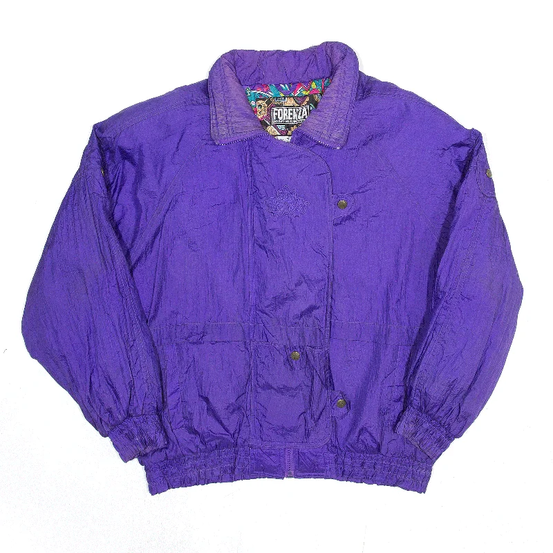 cold weather coatFORENZA Padded Shoulder Insulated Purple 90s Nylon Shell Jacket Womens M