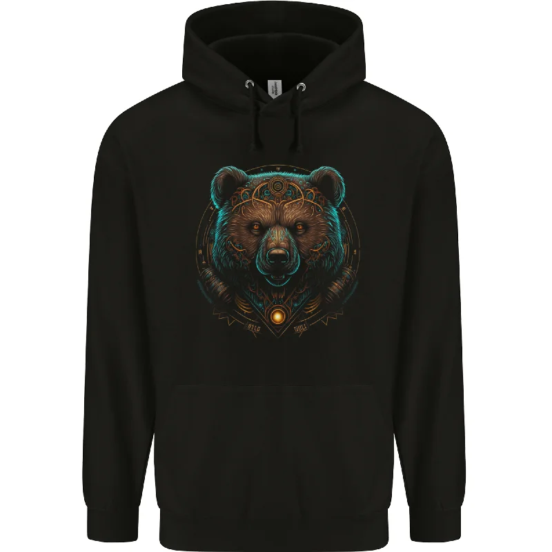 pullover hoodieA Fantasy SCI-FI Grizzly Bear of the Future Mens 80% Cotton Hoodie