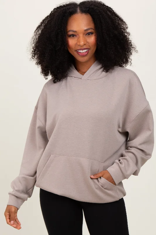 Beige Basic Hoodie Sweatshirt