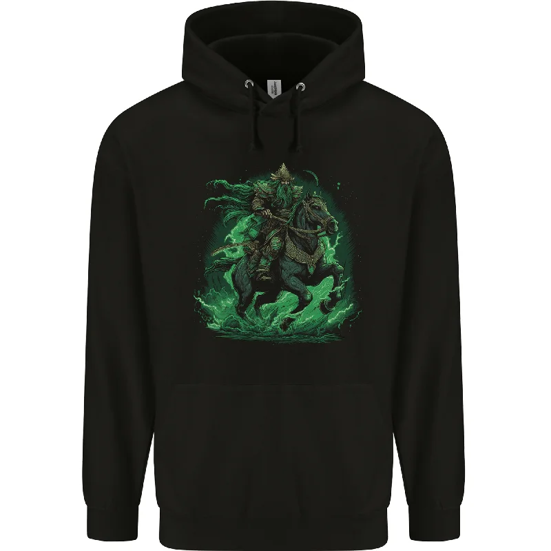 cozy pullover hoodieA Fantasy Wizard on Horseback Warlock Magician Mens 80% Cotton Hoodie