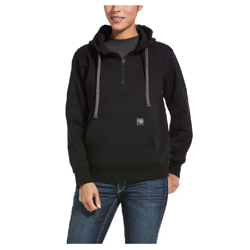 10032914 Ariat Women's Rebar Skill Set 1/2 Zip Hoodie - Black