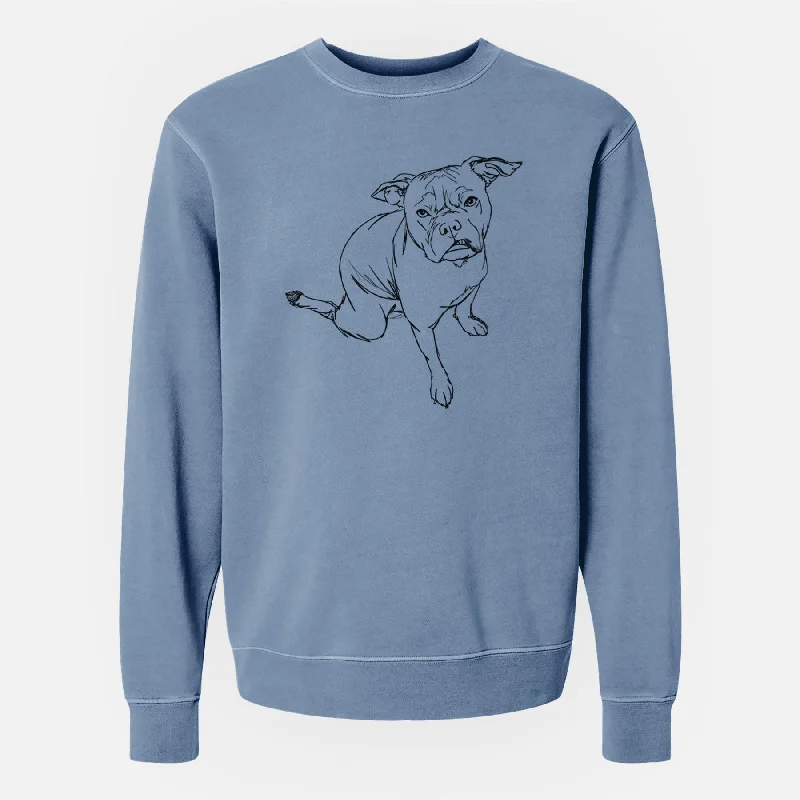 smooth fit athletic sweatshirtDoodled Gus the French Bulldog Staffy Mix - Unisex Pigment Dyed Crew Sweatshirt