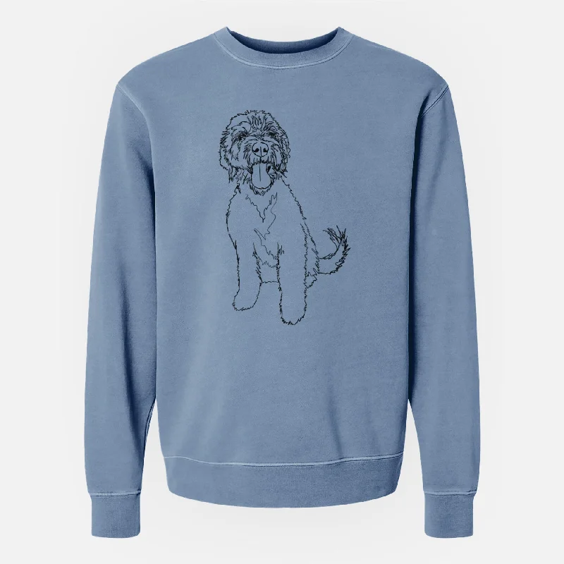 sleek workout sweatshirtDoodled Oliver the Labradoodle - Unisex Pigment Dyed Crew Sweatshirt