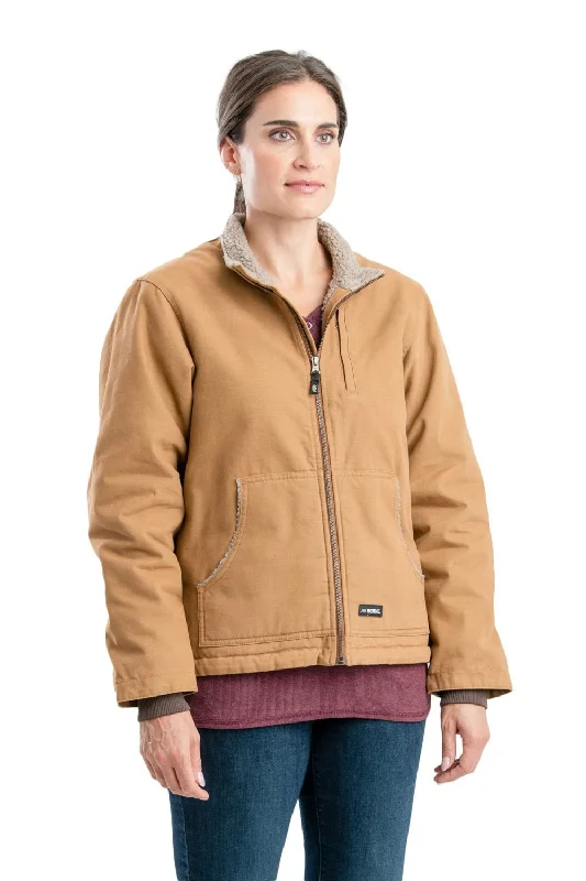 padded puffer coatBerne Brown Duck 100% Cotton Womens Sherpa Softstone Duck Jacket