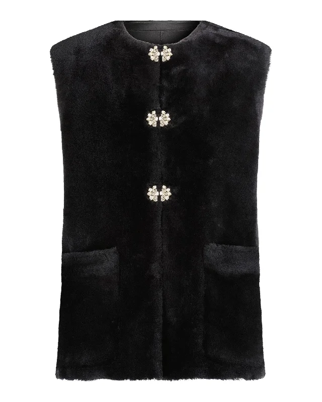 cozy coatMerino Shearling Lamb Vest with Embellishment