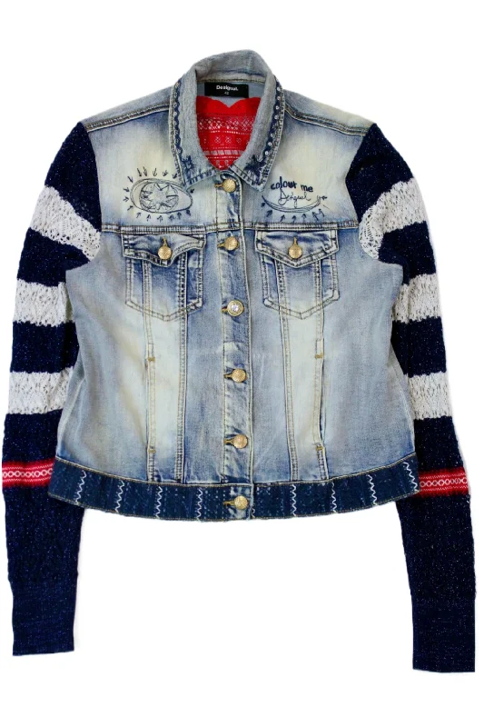 soft coatDesigual - Crochet Sleeve Denim Jacket