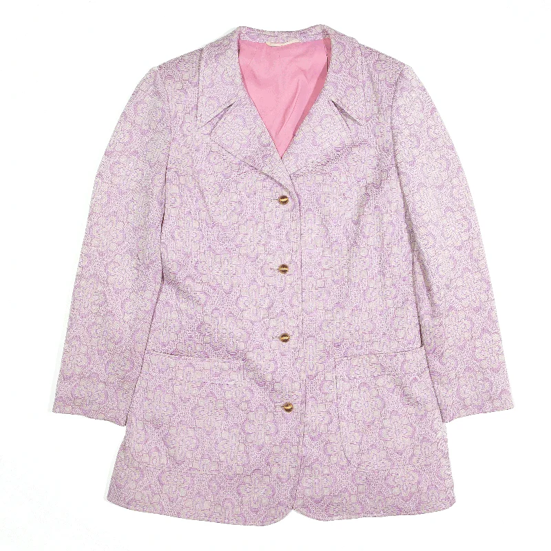 fitted trench coatJacket Purple 80s Floral Blazer Womens S