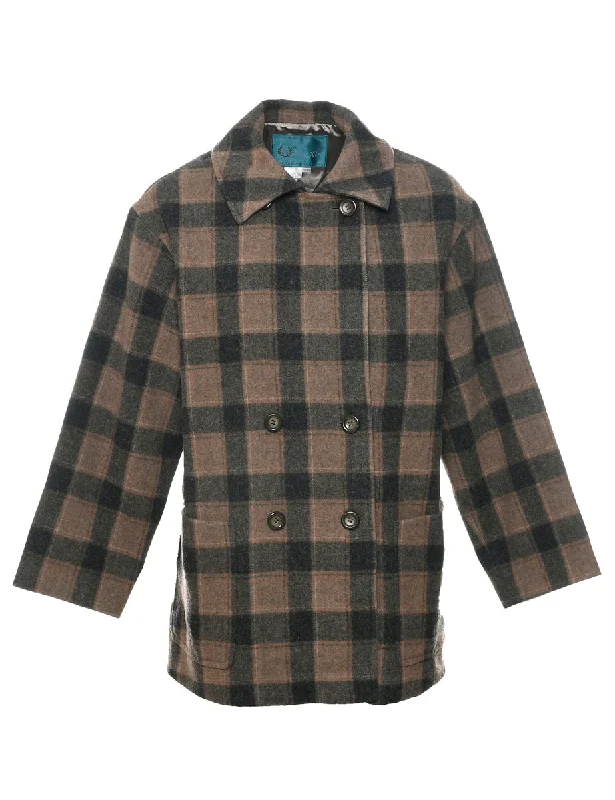 lightweight coatChecked Wool Coat - L