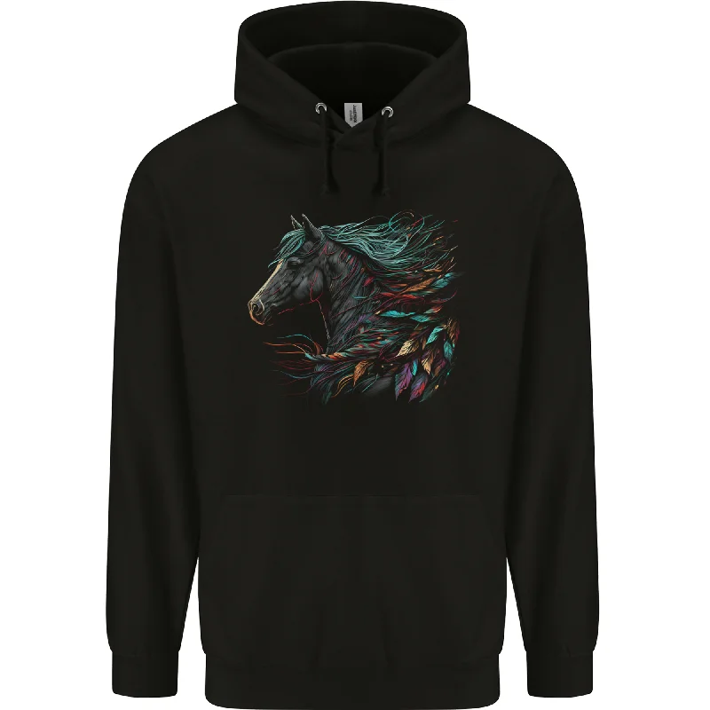 minimal hoodieA Fantasy Horse With Feathers Pegasus Mens 80% Cotton Hoodie