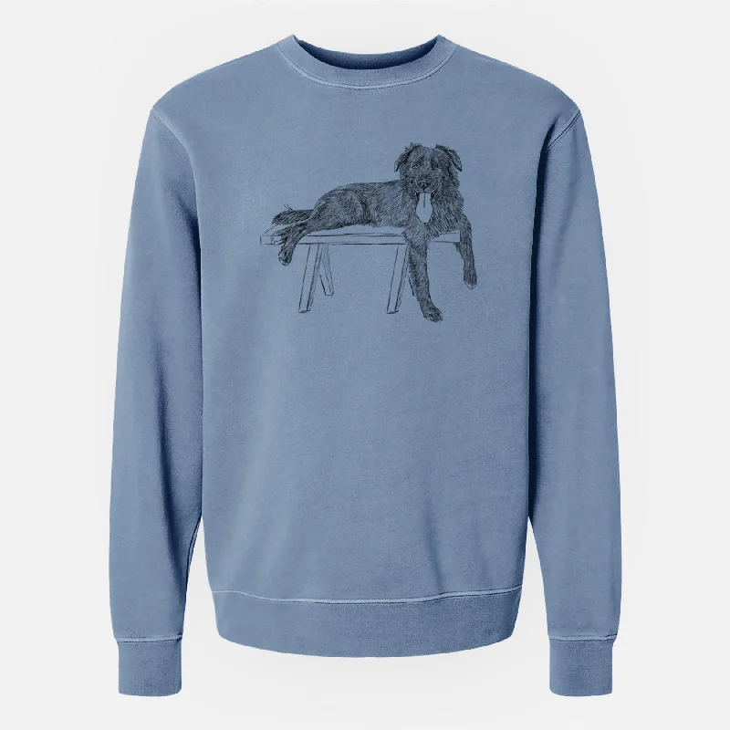 slim fit workout hoodieDoodled Millie the Husky Golden Retriever Mix - Unisex Pigment Dyed Crew Sweatshirt