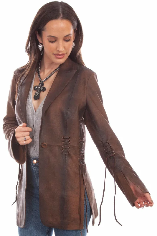 cold weather coatScully Womens Stylish Blazer Vintage Brown Leather Leather Jacket XL