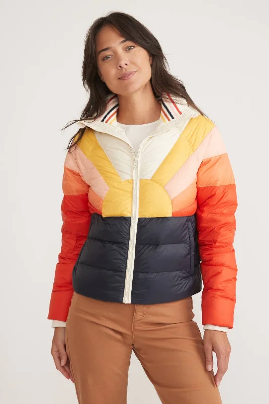 insulated jacketMarine Layer Archive Apres Sunset Puffer in Navy Sun