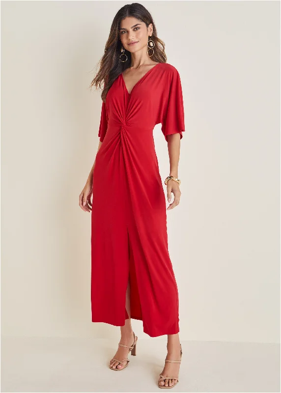 evening dressTwist Front Maxi Dress - Red