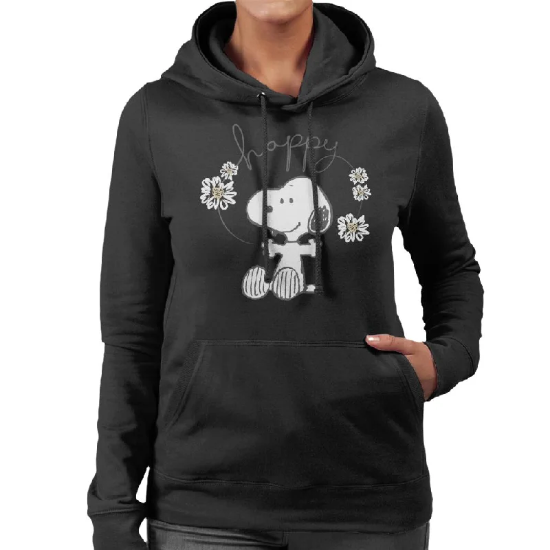 soft pullover hoodiePeanuts Snoopy Happy Surrounded By Daisies Women's Hooded Sweatshirt