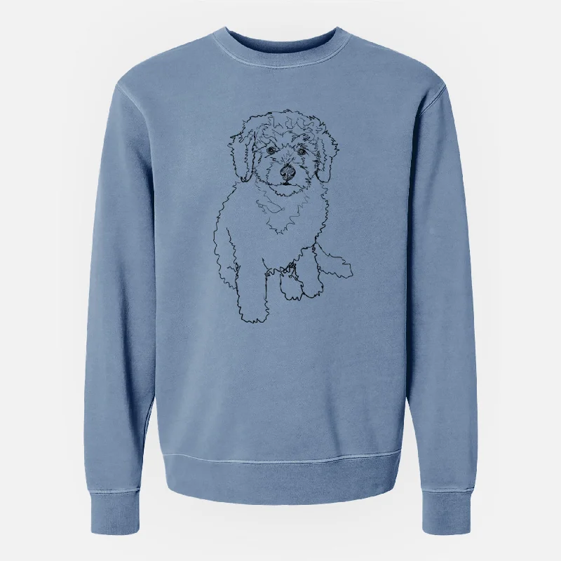 long-sleeve athletic hoodieDoodled Puff the Labradoodle Puppy - Unisex Pigment Dyed Crew Sweatshirt