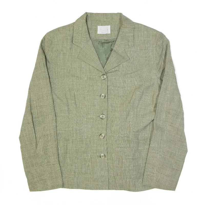 soft coatH&M HENNES COLLECTION Linen Blend Green 90s Blazer Jacket Womens M