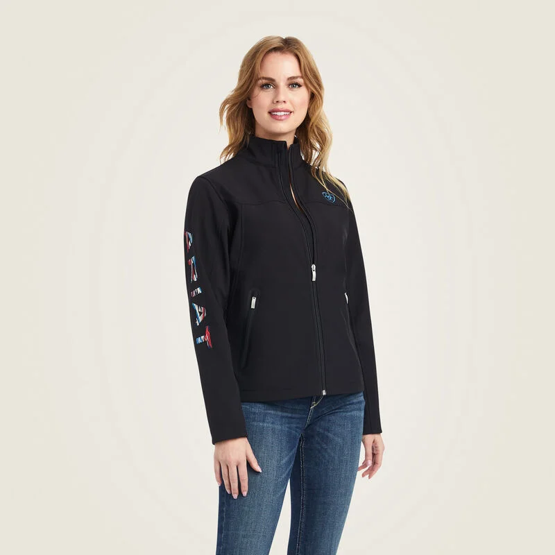 insulated trench coatAriat Women's Team Logo Softshell Chimayo Jacket, Black|New Mexico Navy Print