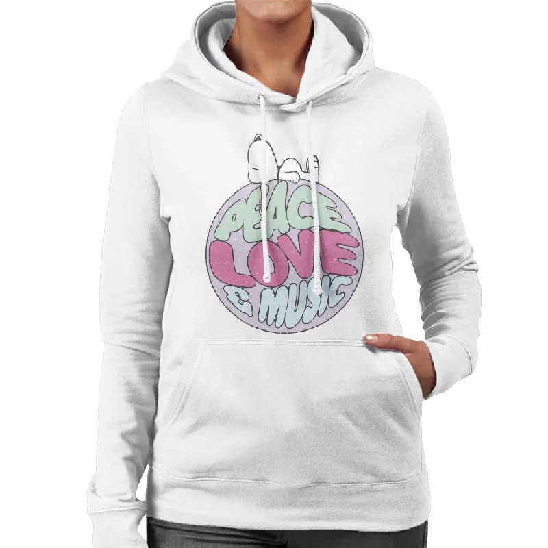 street style hoodiePeanuts Snoopy Peace Love And Music Women's Hooded Sweatshirt