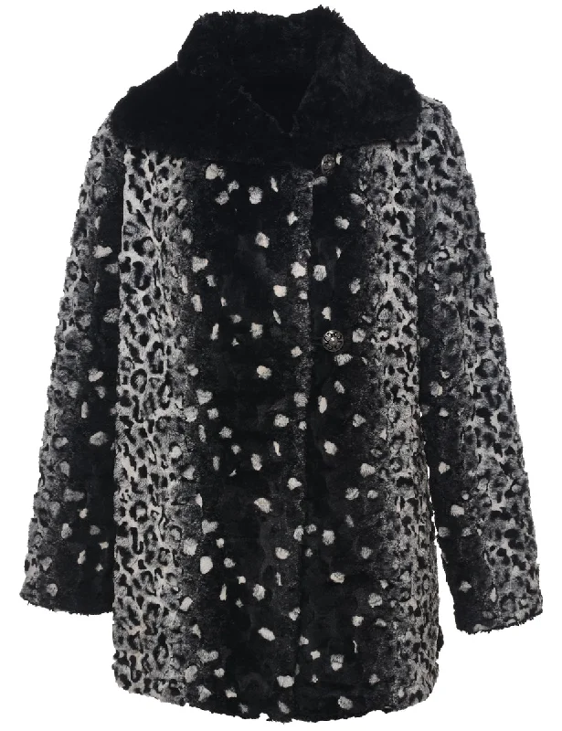 cozy coatAnimal Print Faux Fur Coat - L