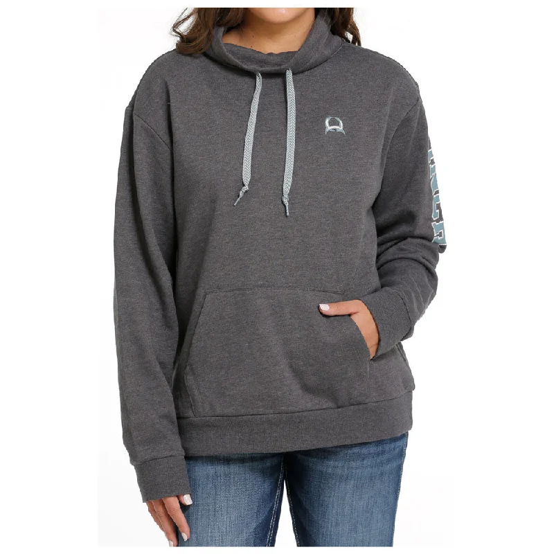 MAK7904001 Cinch Women's Funnel Neck Pullover Sweatshirt - Grey