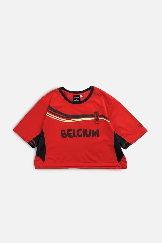 cool workout sweatshirtRework Crop Belgium Soccer Jersey - XL