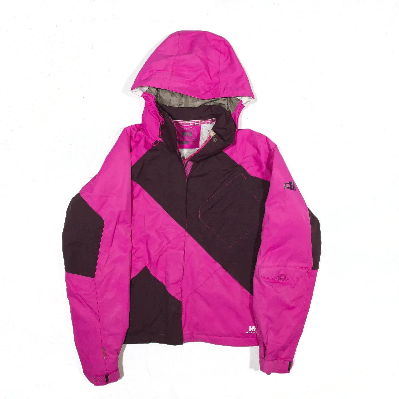 cozy fleece coatHELLY HANSEN Pink Hooded Colourblock Ski Jacket Womens XS