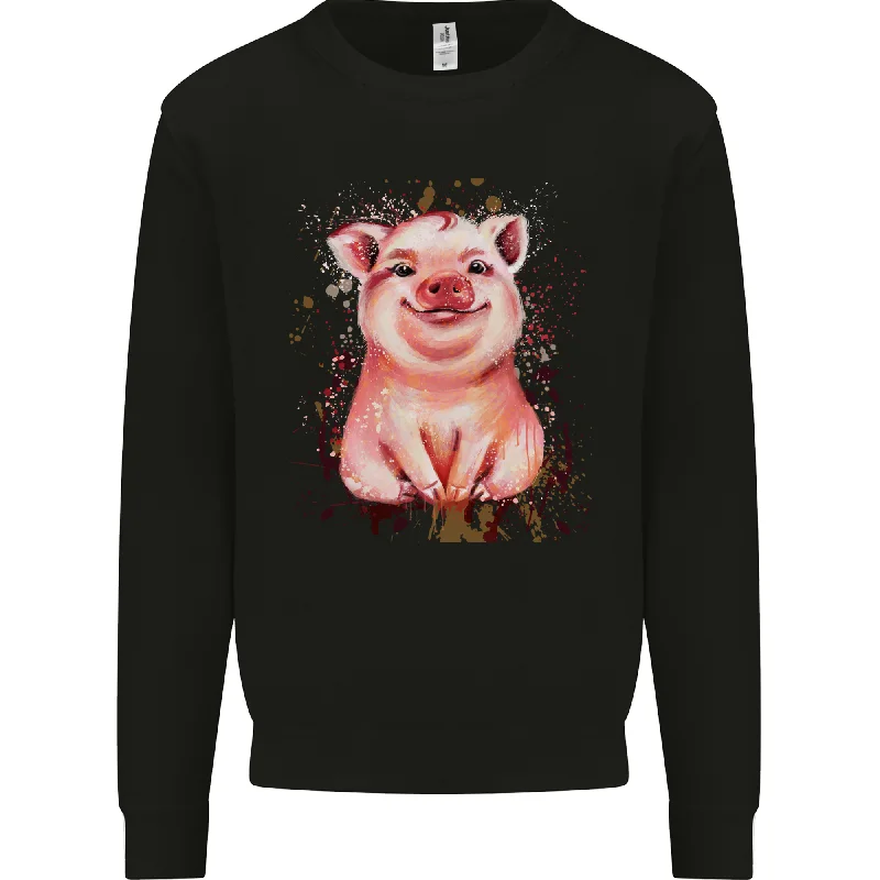 contemporary fitness sweatshirtA Watercolour Pig Mens Sweatshirt Jumper