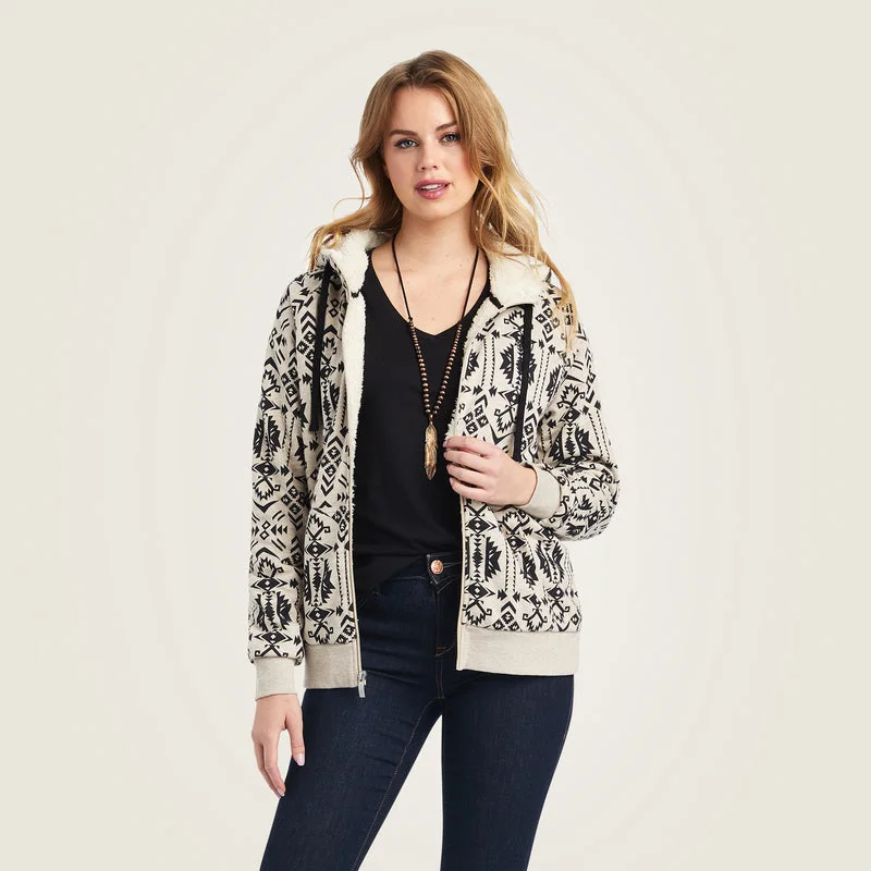 relaxed winter jacketAriat Women's REAL Sherpa Hoodie Full Zip Sweatshirt, Oaxaca Print