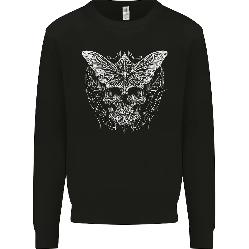 pullover workout hoodieA White Moth Skull Mens Sweatshirt Jumper