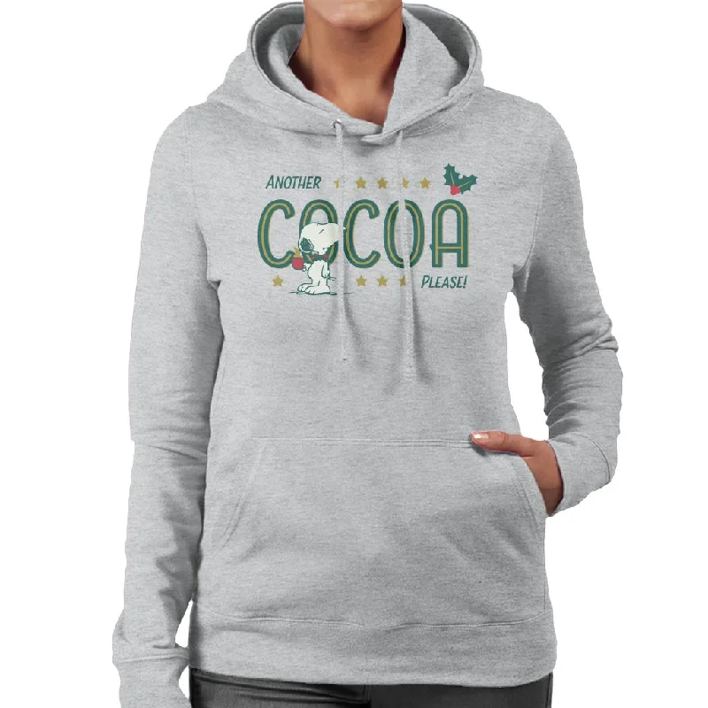 relaxed fit hoodiePeanuts Christmas Snoopy Another Cocoa Please Women's Hooded Sweatshirt