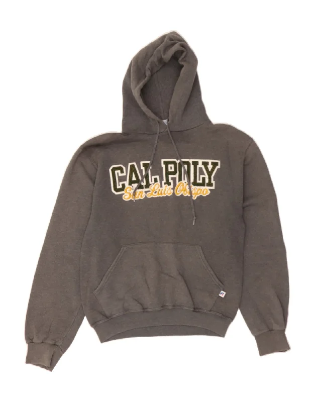 RUSSELL ATHLETIC Mens Cal Poly Graphic Hoodie Jumper Small Grey