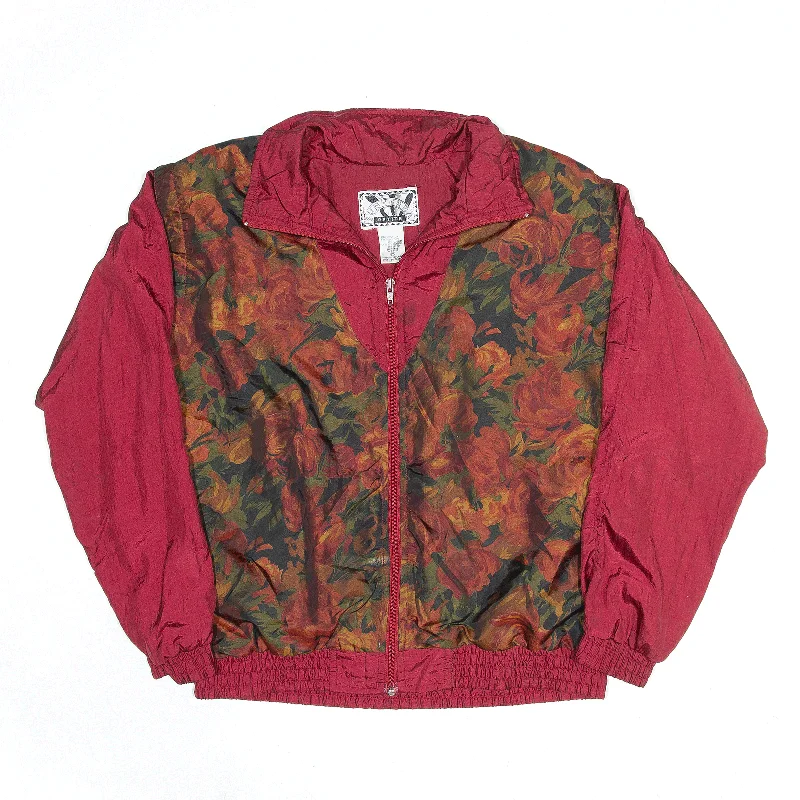 outdoor adventure coatSUNTERRA Maroon Petite 90s Floral Lightweight Bomber Jacket Womens M