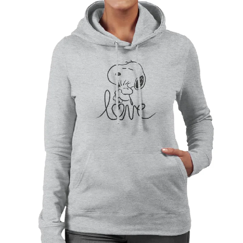 trendy hooded sweatshirtPeanuts Snoopy And Woodstock Love Outline Women's Hooded Sweatshirt